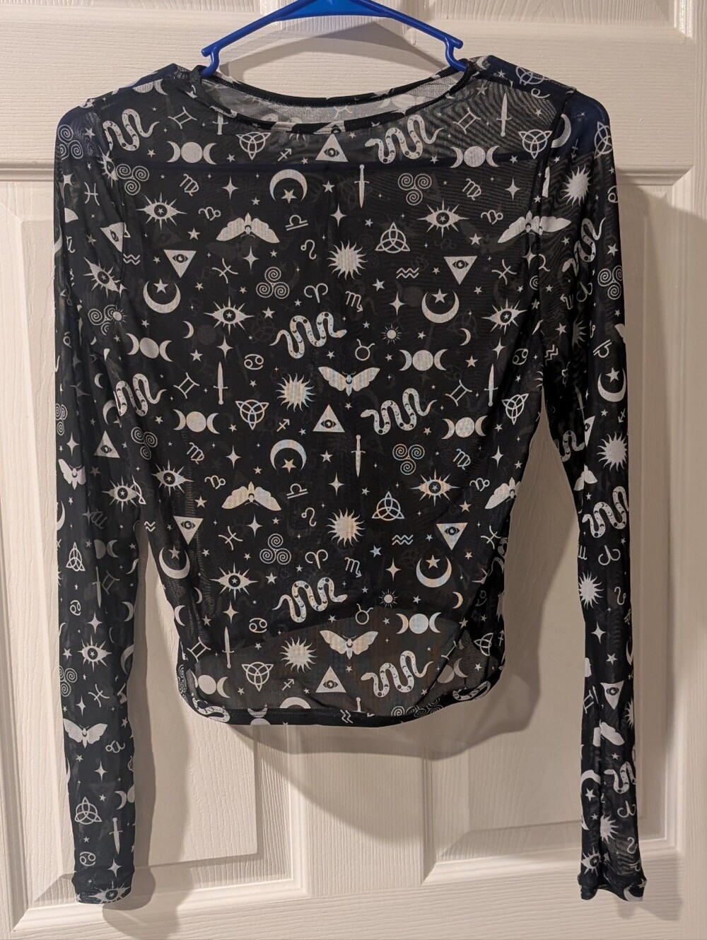 Hot Topic Black Sheer Celestial Print Crop Top